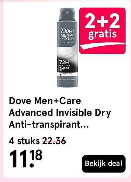 Dove Men+Care Advanced Invisible Dry Anti-transpirant... 2+2 gratis