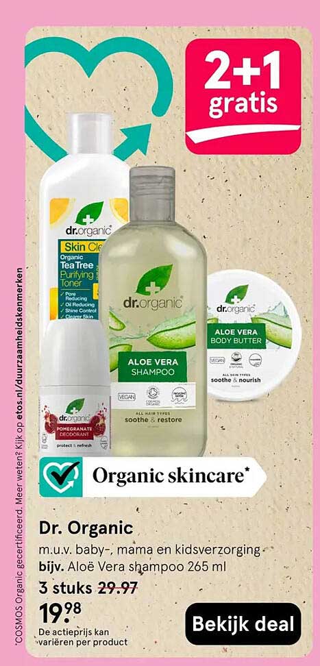 Dr. Organic m.u.v. baby-, mama en kidsverzorging, bijv. Aloë Vera shampoo 265 ml 3 stuks 29.97