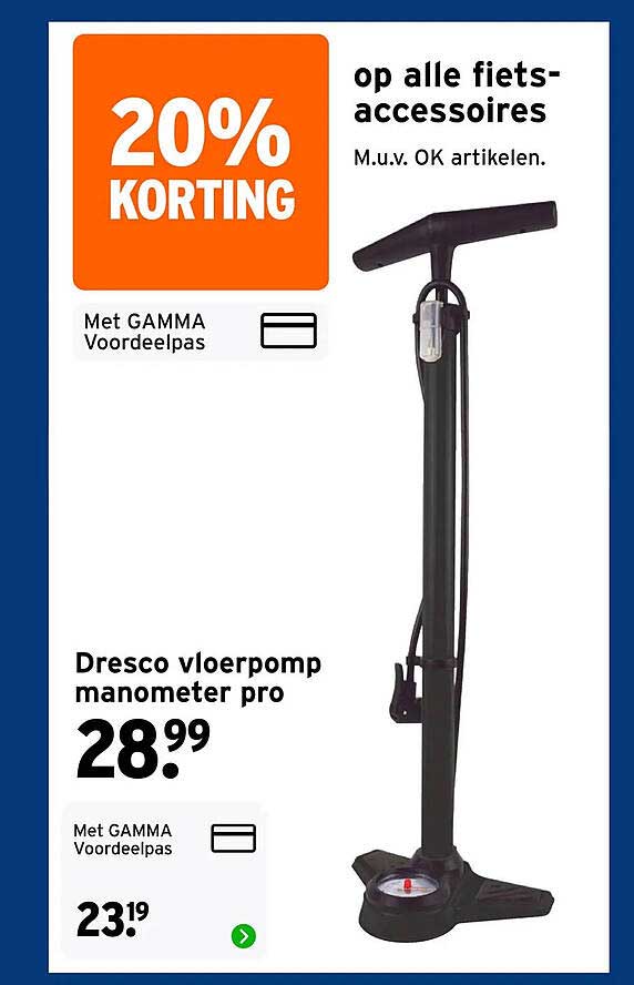 Dresco vloerpomp manometer pro 20% KORTING op alle fiets-accessoires