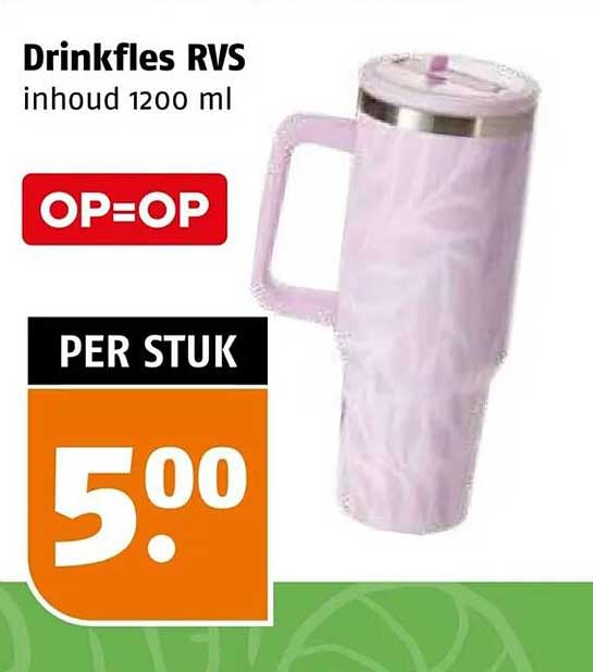 Drinkfles RVS inhoud 1200 ml OP=OP PER STUK