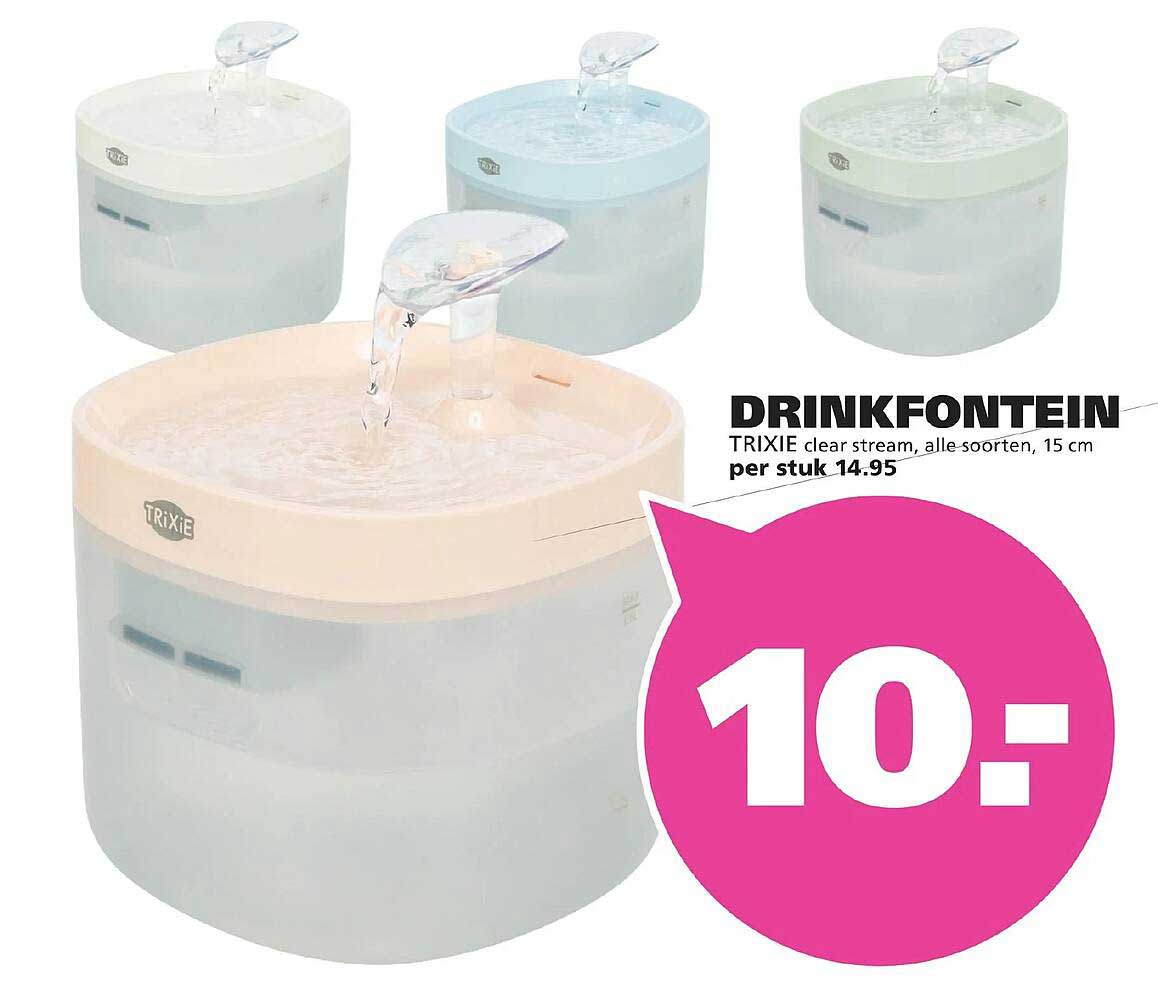 DRINKFONTEIN TRIXIE clear stream, alle soorten, 15 cm