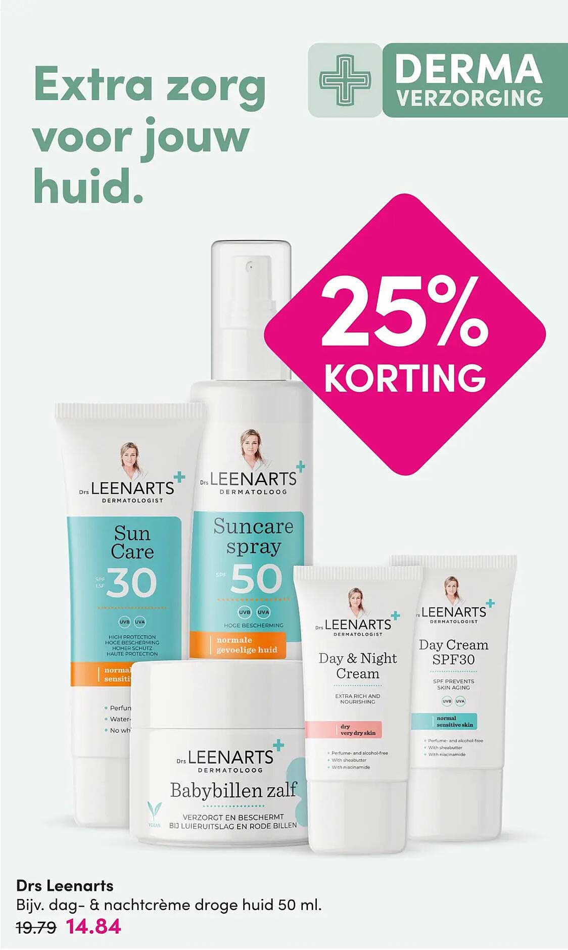 Drs Leenarts Bijv. dag- & nachtcrème droge huid 50 ml. 25% KORTING