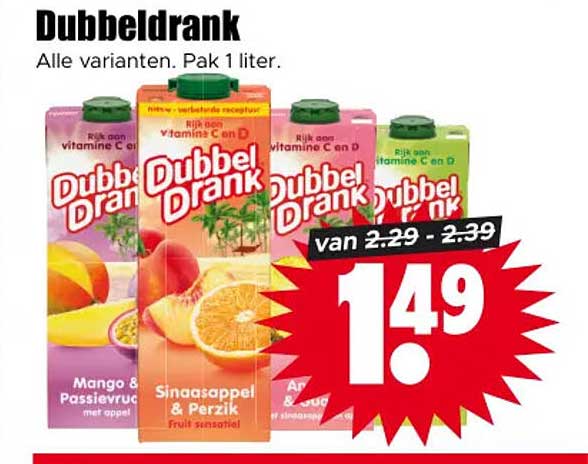 Dubbeldrank Alle varianten. Pak 1 liter.