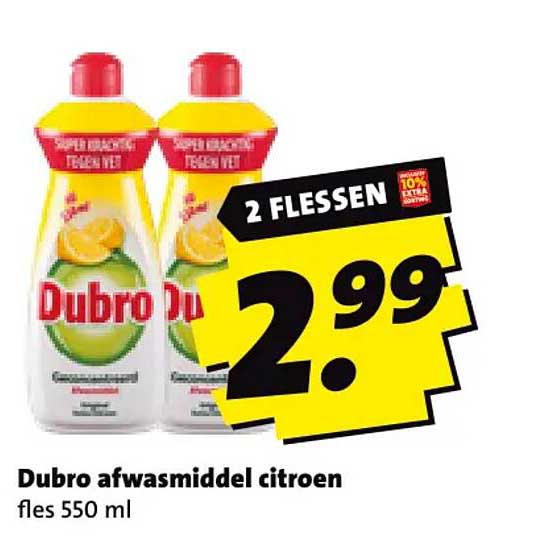 Dubro afwasmiddel citroen fles 550 ml 2 FLESSEN
