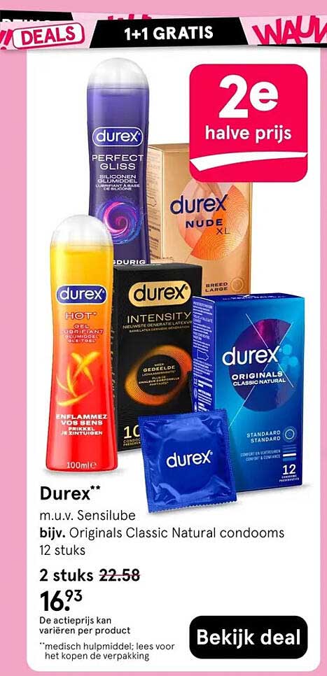Durex m.u.v. Sensilube biv. Originals Classic Natural condoms 12 stuks 1+1 gratis 2e halve prijs
