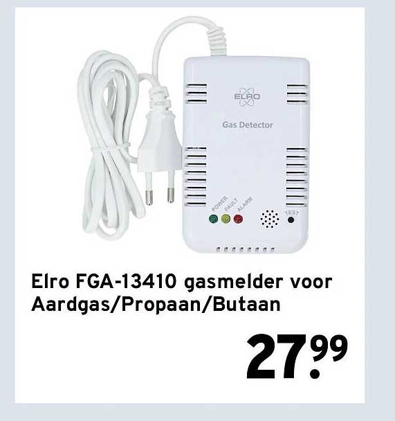 Elro FGA-13410 gasmelder voor Aardgas/Propaan/Butaan