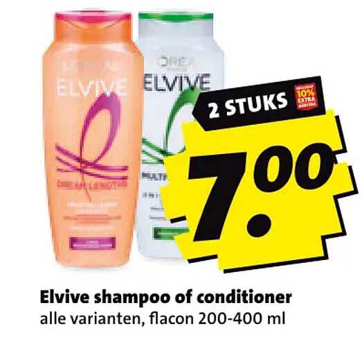 Elvive shampoo of conditioner alle varianten, flacon 200-400 ml 2 STUKS