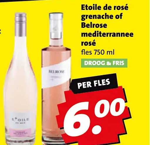 Etoile de rosé grenache of Belrose mediterranee rosé fles 750 ml