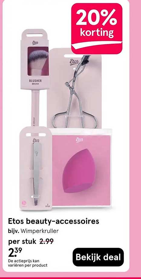 Etos beauty-accessoires bijv. Wimperkruller 20% korting