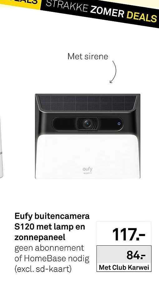 Eufy buitencamera S120 met lamp en zonnepaneel