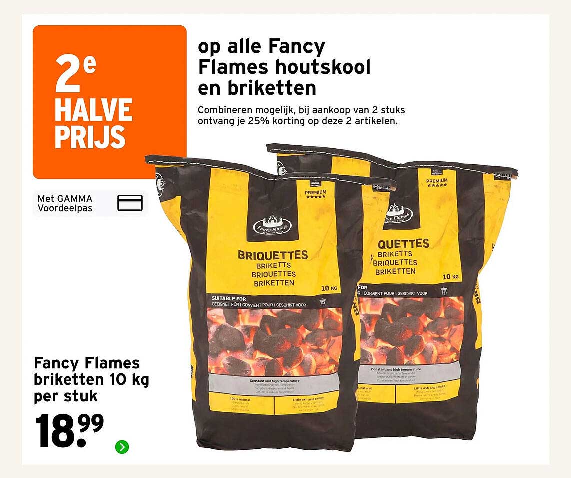 Fancy Flames briketten 10 kg per stuk 2e halve prijs