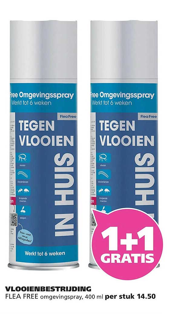FLEA FREE omgevingsspray, 400 ml per stuk 1+1 GRATIS