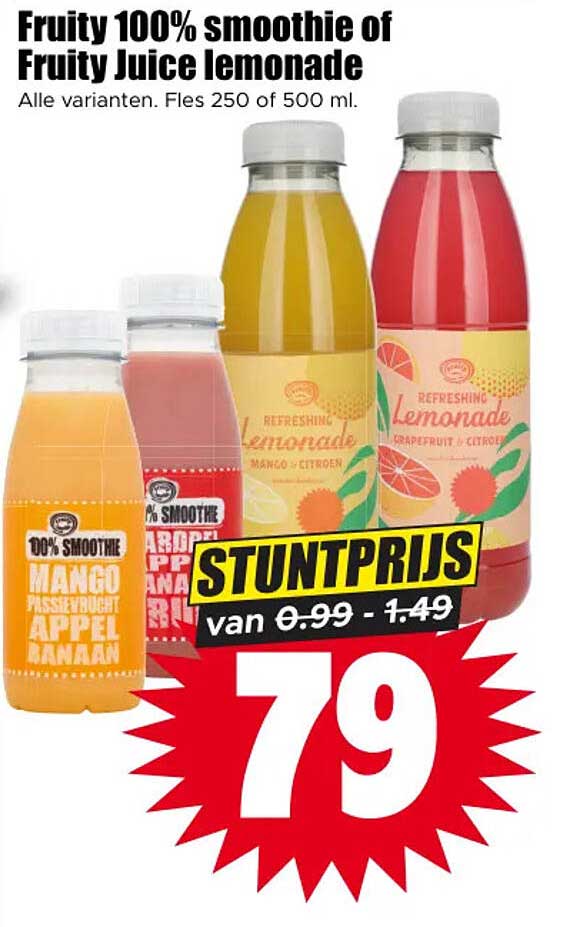 Fruity 100% smoothie of Fruity juice lemonade
