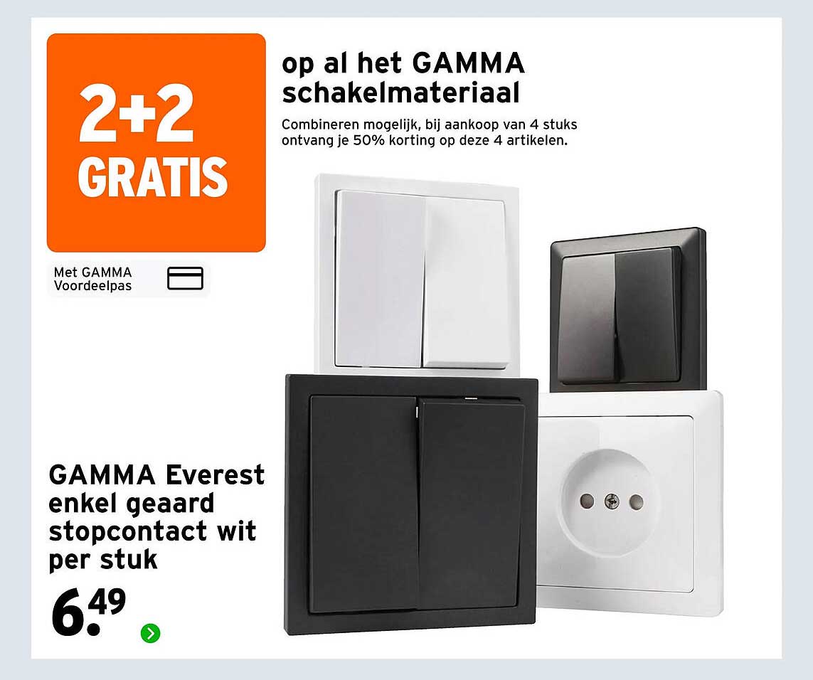GAMMA Everest enkel geaard stopcontact wit per stuk 2+2 gratis
