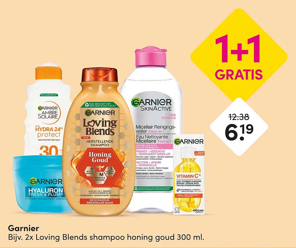 Garnier Bijv. 2x Loving Blends shampoo honing goud 300 ml. 1+1 gratis