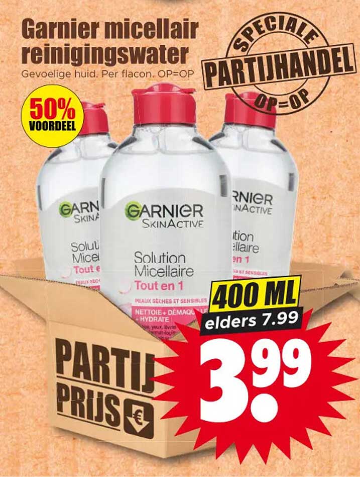 Garnier micellair reinigingswater 400 ml PARTIJPRIJS