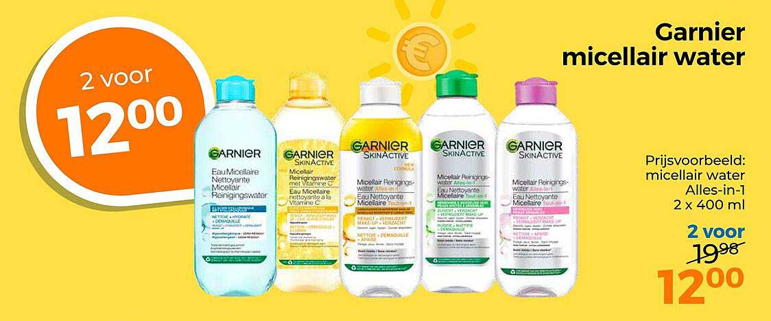 Garnier micellair water 2 voor 12,00