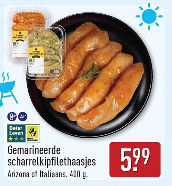 Gemarineerde scharrelkipfilethaasjes Arizona of Italiaans. 400 g.