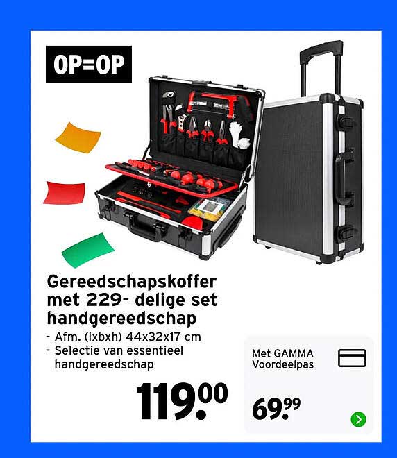 Gereedschapskoffer met 229-delige set handgereedschap