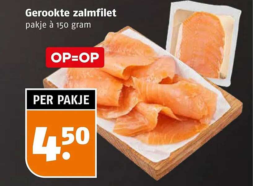 Gerookte zalmfilet pakje à 150 gram OP=OP
