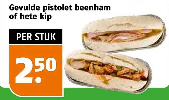 Gevulde pistolet beenham of hete kip