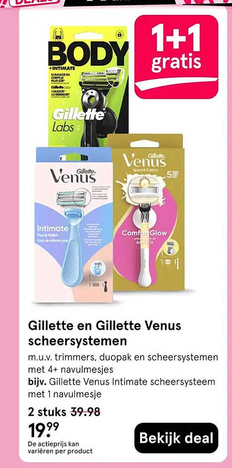 Gillette en Gillette Venus scheersystemen 1+1 gratis