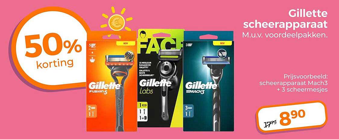 Gillette scheerapparaat M.u.v. voordeelpakken. 50% korting