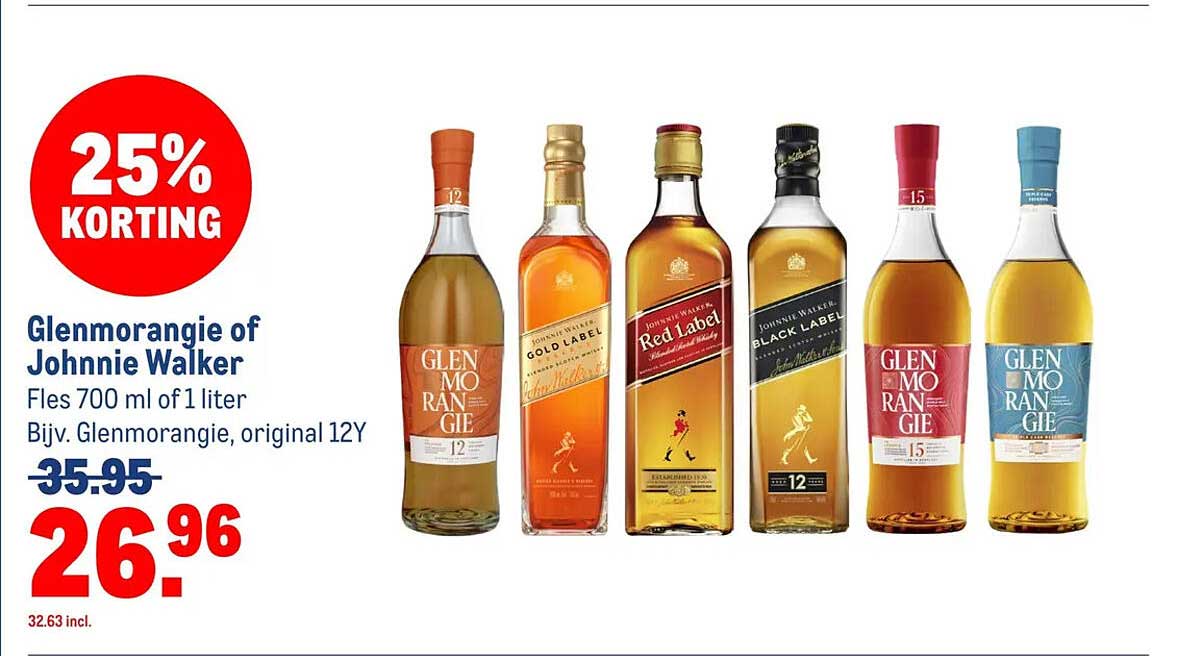 Glenmorangie of Johnnie Walker 25% KORTING