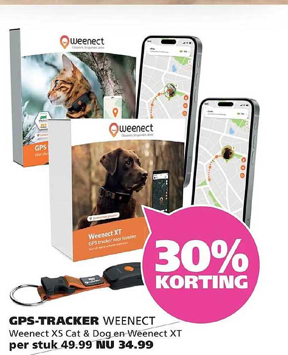 GPS-TRACKER WEENECT Weenect XS Cat & Dog en Weenect XT 30% KORTING