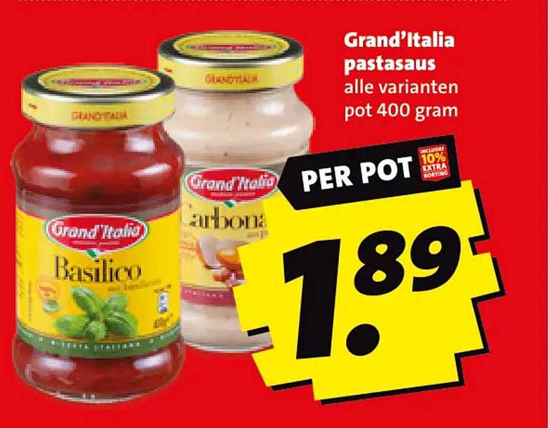 Grand'Italia pastasaus alle varianten pot 400 gram PER POT