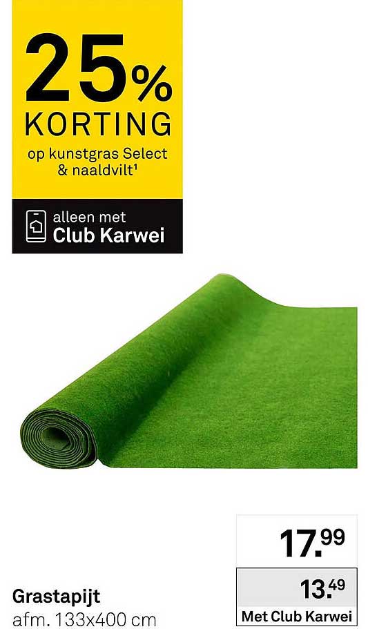 Grastapijt afm. 133x400 cm 25% korting op kunstgras Select & naaldvilt¹