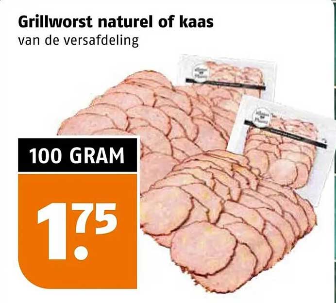 Grillworst naturel of kaas van de versafdeling