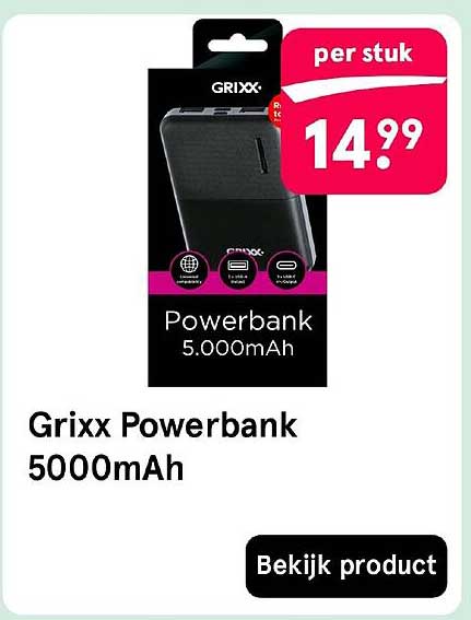 Grixx Powerbank 5000mAh