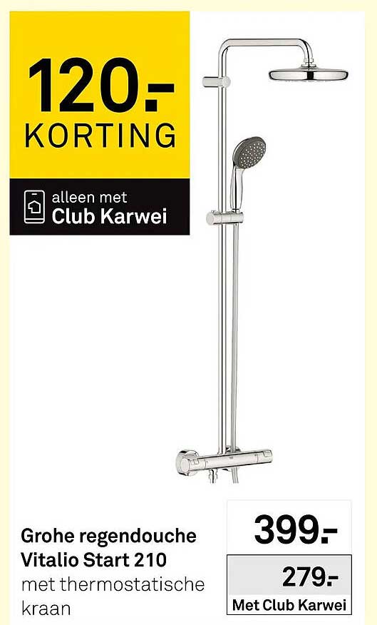 Grohe regendouche Vitalio Start 210 met thermostatische kraan