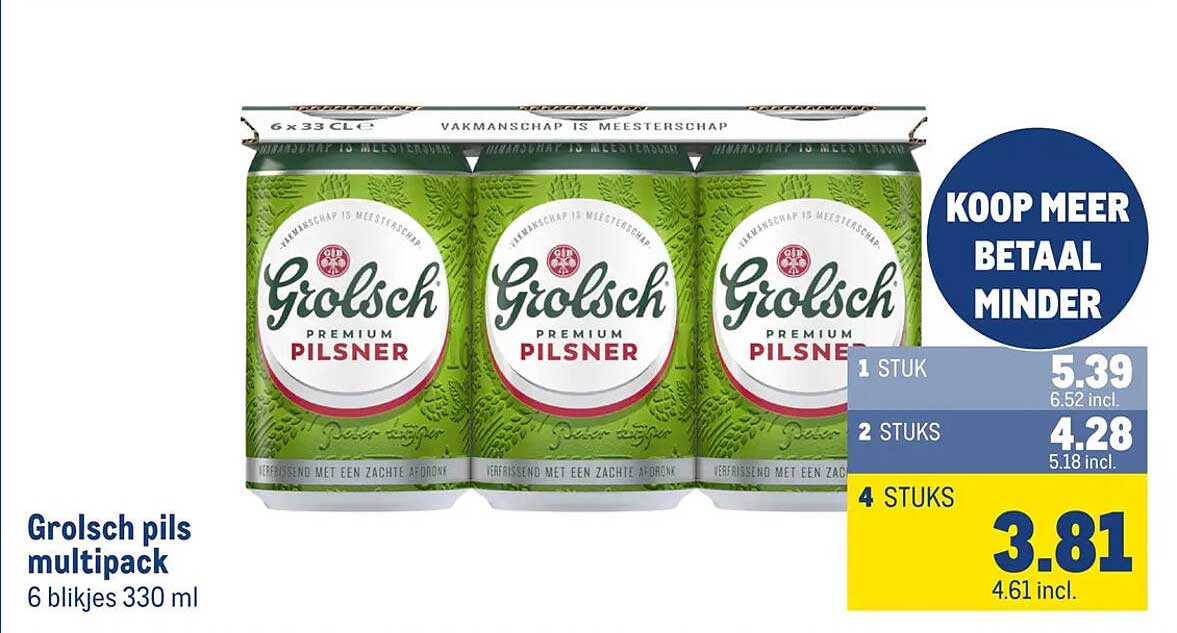 Grolsch pils multipack 6 blikjes 330 ml