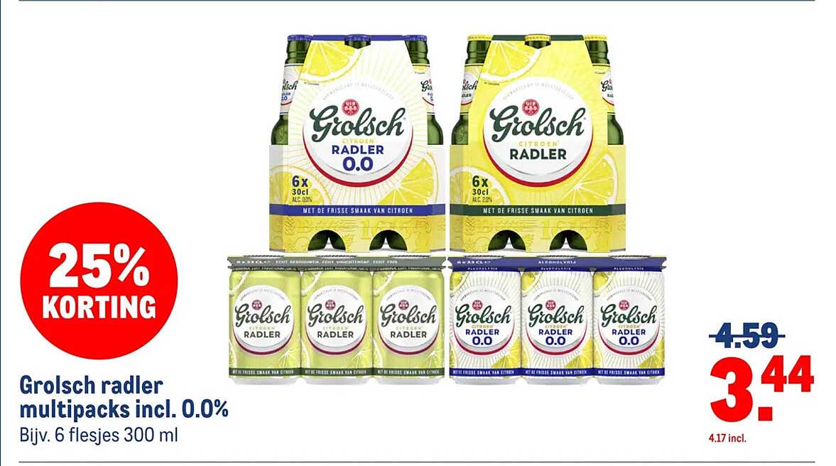 Grolsch radler multipacks incl. 0.0%