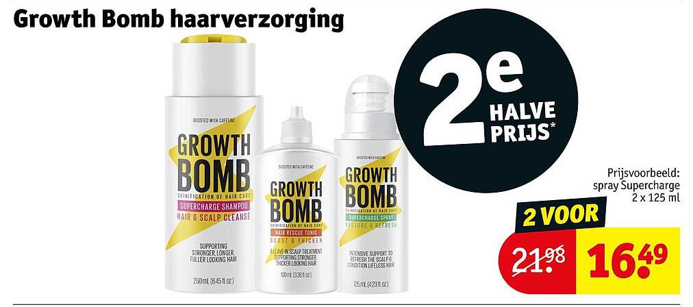 Growth Bomb haarverzorging 2e halve prijs