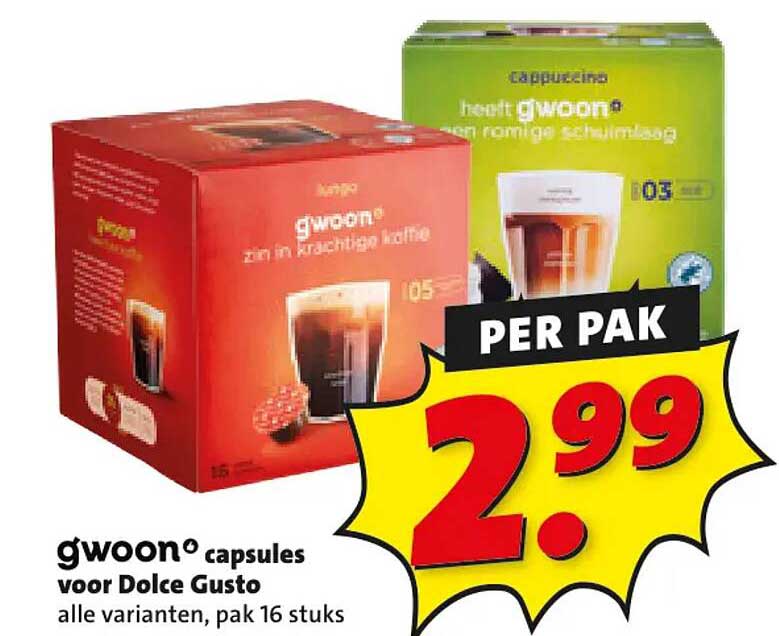 g'woon capsules voor Dolce Gusto alle varianten, pak 16 stuks