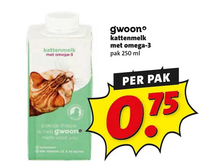 gwoon kattenmelk met omega-3 pak 250 ml PER PAK