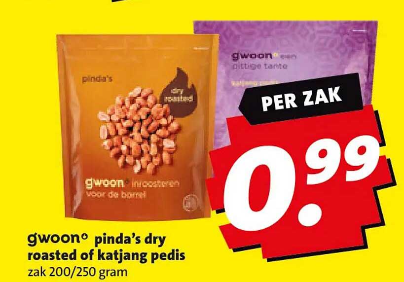 g'woon pinda's dry roasted of katjang pedis zak 200/250 gram