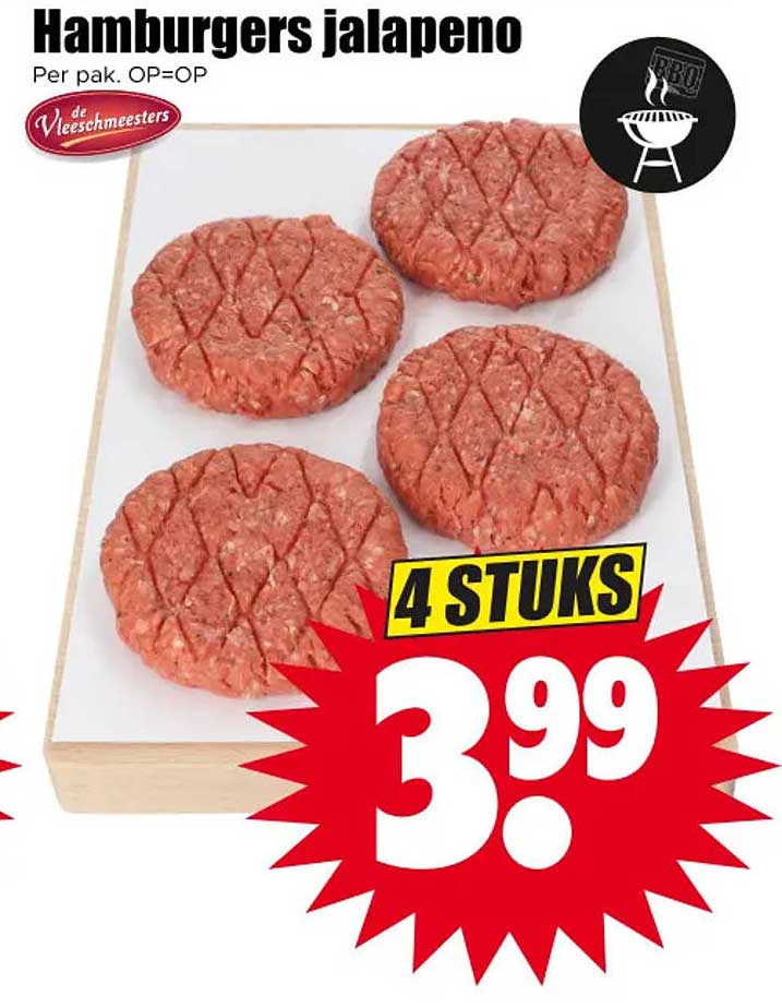 Hamburgers jalapeno - 4 stuks