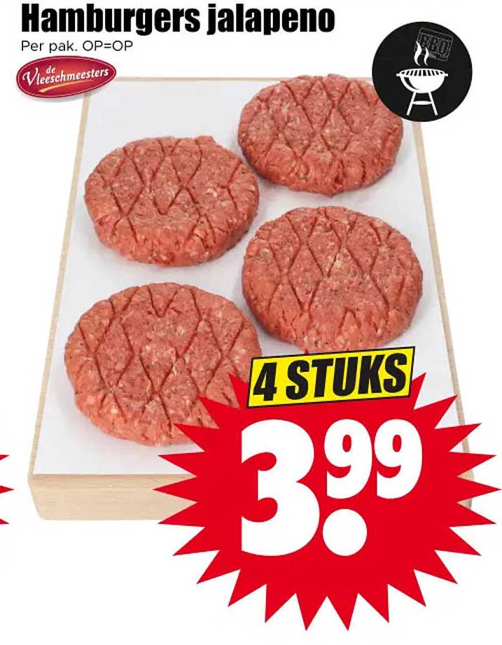 Hamburgers jalapeno 4 stuks