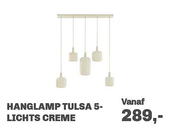 HANGLAMP TULSA 5-LICHTS CREME