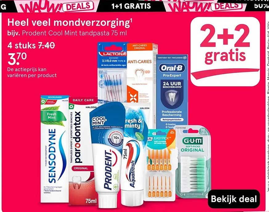 Heel veel mondverzorging 2+2 gratis