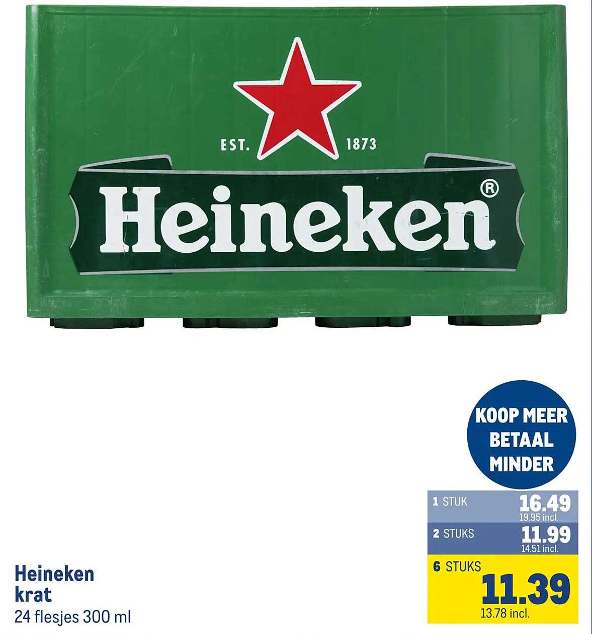 Heineken krat 24 flesjes 300 ml