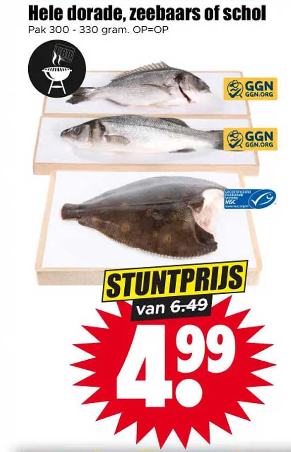 Hele dorade, zeebaars of schol