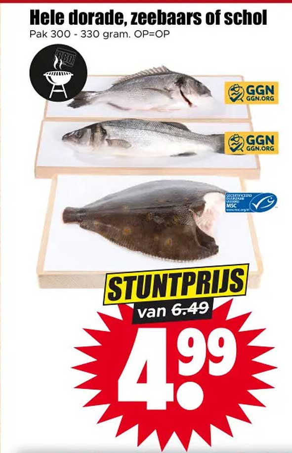 Hele dorade, zeebaars of schol