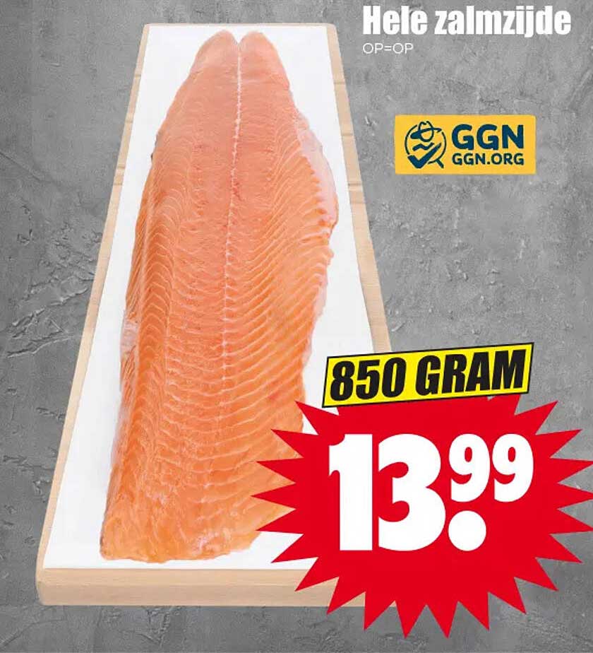 Hele zalmzijde