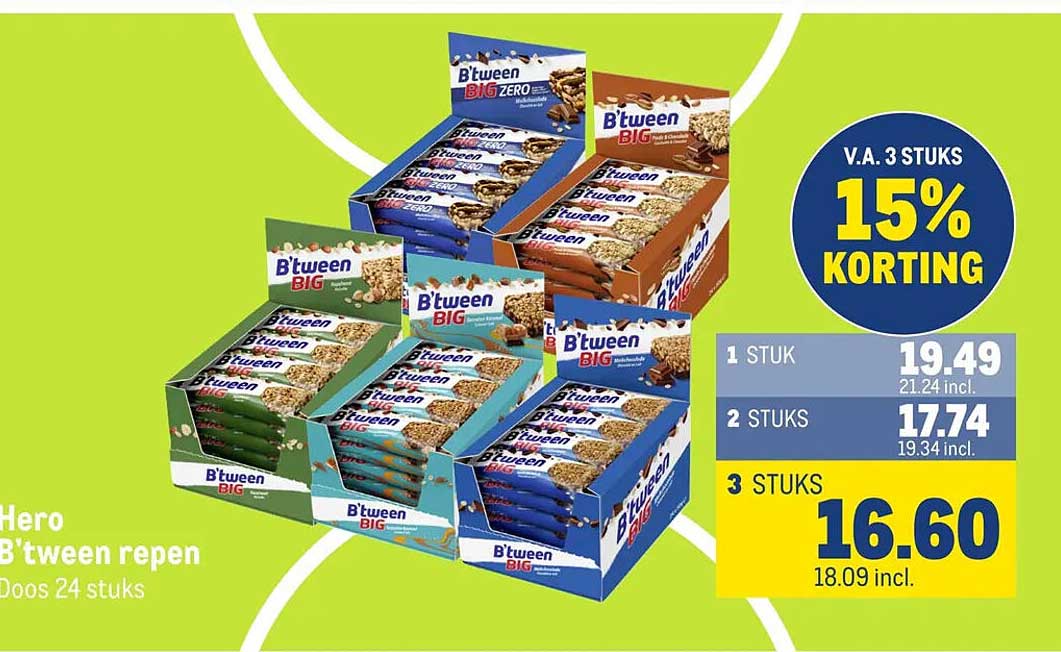 Hero B'tween repen Doos 24 stuks V.A. 3 STUKS 15% KORTING