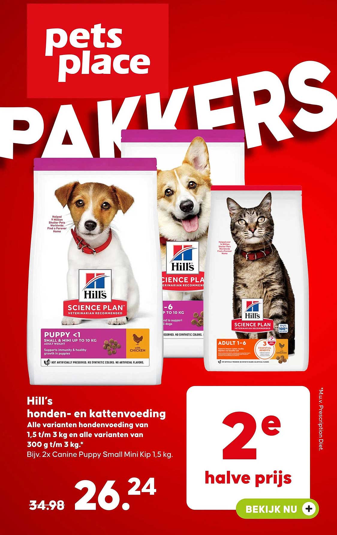 Hill’s honden- en kattenvoeding 2e halve prijs